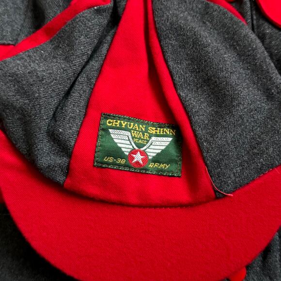 Vintage 90s MGM Kids Fashion Cap Jacket Pants Set 12M Red Gray Baseball Sports - Picture 5 of 10